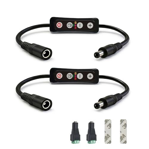 Aquarium Light Timer and Dimmer, 5.5mm x 2.1mm DC Barrel Connector, 6/10/12 Hour Auto On/Off, Brightness Control 10-100%, Sunrise Sunset Simulation for Fish Tank 12-24V DC LED Lights, 2 Pack