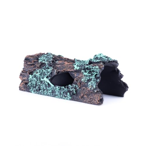 Natural Reptile Hide Basking Platform, Hideout Decor for Aquarium, Fish Tank, Bearded Dragon, Gecko, Shrimp, Betta (Glow-in-the-Dark Tree Cave, Small) - color: Glow-in-the-Dark Tree Cave, size: Small