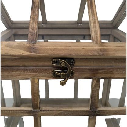 Orchid & Ivy Large Rustic Wood & Glass Plant Succulent Terrarium with Lid - 12" x 9.8" x 7" Decorative Farmhouse Tabletop Greenhouse Display for Air Plants, Dioramas, Fairy Gardens, Candle Lantern