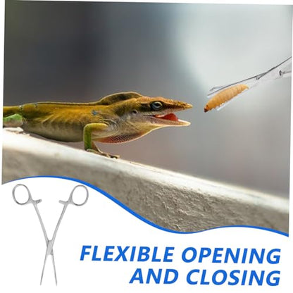 POPETPOP Stainless Steel Reptile Feeding Tongs Durable Long Handle Tweezers for Lizards Snakes Aquarium Use Grip Feeding Tool for Terrariums