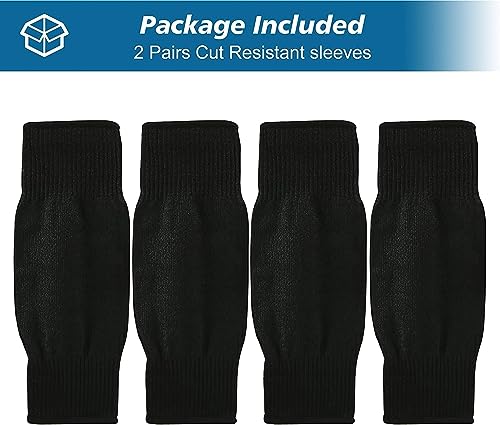 2 Pairs Protective Arm Sleeves, Cut Resistant Sleeve Arm Protectors Anti Abrasion Safety Armband for Garden Kitchen Work (Black+Black) - color: Black+black