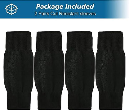 2 Pairs Protective Arm Sleeves, Cut Resistant Sleeve Arm Protectors Anti Abrasion Safety Armband for Garden Kitchen Work (Black+Black) - color: Black+black