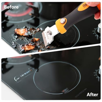 MulWark Razor Blade Scraper | 2 Handles Razor Scraper Set With Extra 12pcs Blades Heavy Duty Paint & Glass Scraper Tool With Extendable Handle for Windows, Oven Cleaning & Surface Prep - style: 2 Handles Razor Blade Set with 10PCS Blades