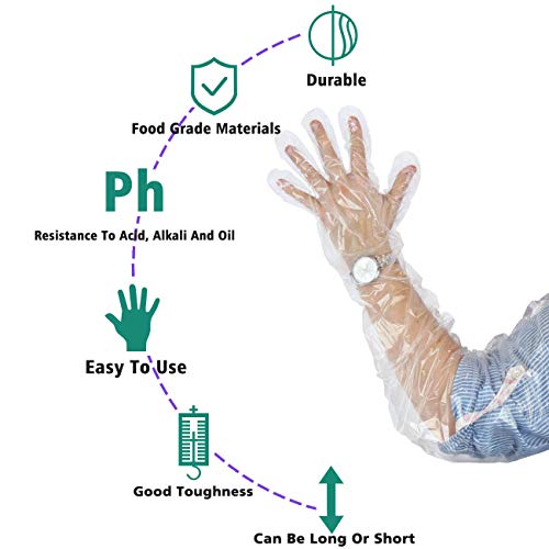 50Pcs Veterinary Insemination Rectal Long Gloves Disposable Plastic Full Arm 35.5inch for Field Dressing