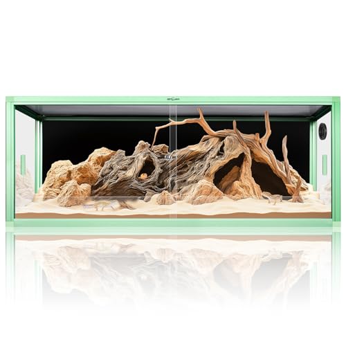 REPTI ZOO 68 Gallon Reptile Terrarium, 48" x 18" x 18" Light Weight Reptile Enclosure, Colored Reptiles Tank with Tempered Glass Door, Large Habitat for Bearded Dragon, Snake, Lizard, Gecko-Green - color: Green, size: 48" x 18" x 18"