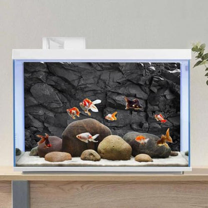 AWERT 30x18 inches Stone Aquarium Background Black Rock Fish Tank Background Rocky Terrarium Background Vinyl - size: 30x18in/75x45cm