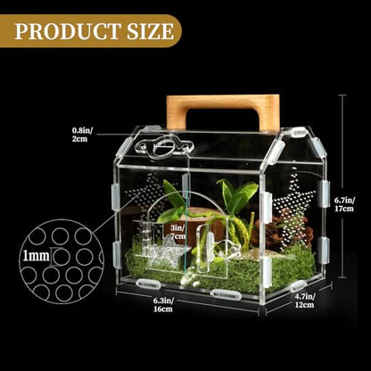 Acrylic Jumping Spider Habitat, Reptile Terrarium Easy Assembly, Bug Enclosure, Praying Mantis Habitat, Frog Enclosure (Small-6.3 * 4.7 * 6.7in) - size: Small-6.3*4.7*6.7in