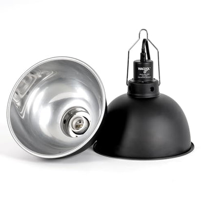 WACOOL TERRA Reptile Light Fixture 2 Pack, 8.5 in Deep Dome Reptile Heat Lamp Fixture, Optical Reflection Terrarium Light Fixture for Reptile UVB UVA Heat Basking Bulbs, Separate Switch & Hook - style: 8.5 inch-2pack
