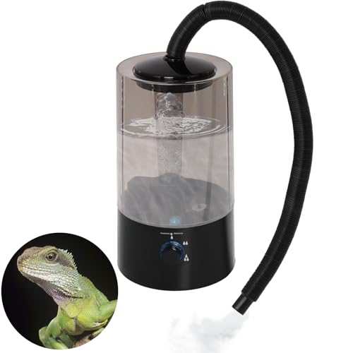 4L Reptile Humidifier Fogger with Extended Hose - Adjustable & Quiet Fogger/Mister for Chameleon, Bearded Dragon, Amphibians - Large Capacity(Black) - color: Black