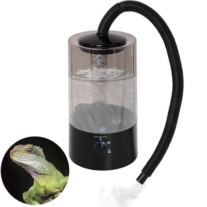 4L Reptile Humidifier Fogger with Extended Hose - Adjustable & Quiet Fogger/Mister for Chameleon, Bearded Dragon, Amphibians - Large Capacity(Black) - color: Black