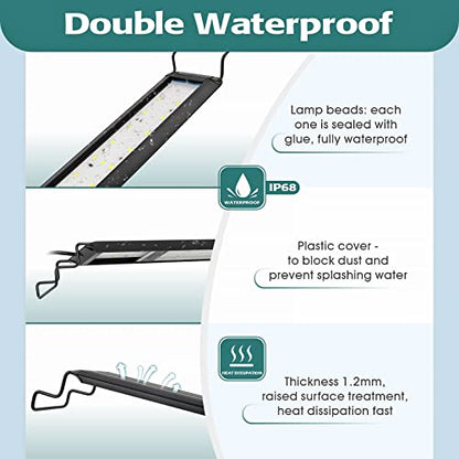 hygger 16W Full Spectrum Aquarium LED Light with 10 Levels Brightness, White Blue Red Green LEDs,6H8H12H Timer,RGB Light for 16~24IN Freshwater Fish Tank, Aquatic Plants Tropical Ornamental Fish - size: 16WFor 16~24inch TANK