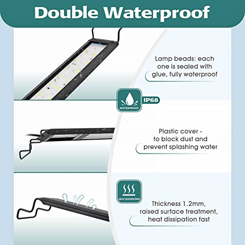 hygger 20W Full Spectrum Aquarium LED Light with 10 Levels Brightness, White Blue Red Green LEDs,6H8H12H Timer,RGB Light for 24~32IN Freshwater Fish Tank, Aquatic Plants Tropical Ornamental Fish - size: 20W For 24~32inch TANK