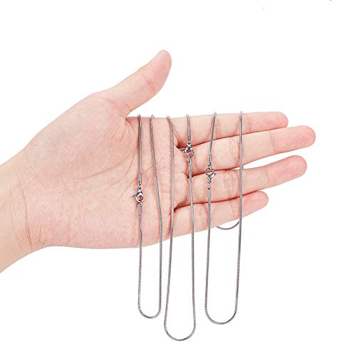 arricraft 10PCS 18 Inches Stainless Steel Chains with Lobster Claw Clasps 1.5mm Snake Chains for Necklace DIY Jewelry Making-Stainless Steel Color