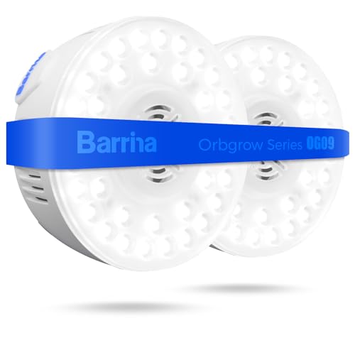 Barrina Orbgrow OG09 Puck LED Grow Light, 5000K 18W(2 x 9W, 270 Watt Equiv), Plant Lights for Indoor Plants Full Spectrum, Magnetic & Linkable, Small Grow lamp, Perfect for Plant Shelf, 2 Packs - color: 5000K, size: 2 Packs without Timer