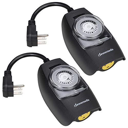 DEWENWILS Outdoor Light Timer Waterproof, 24-Hour Programmable Plug in Timer for Electrical Outlets, Holiday Decorations, String Light,13A 1/2 HP, UL Listed (Dial) - style: Dial