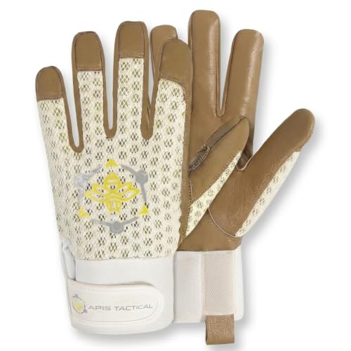 Professional Beekeeping Gloves, Premium 5mm Goatskin w/Patented Ventilation & Dexterity - Beekeeping Supplies - color: Off-white, size: XX-Large