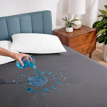 Bare Home Queen Size Mattress Protector - 100% Waterproof & Breathable - Premium Cooling Mattress Cover - Protects Against Spills - Vinyl Free Noiseless - Protect Your Mattress (Queen, Grey) - color: Grey, size: Queen