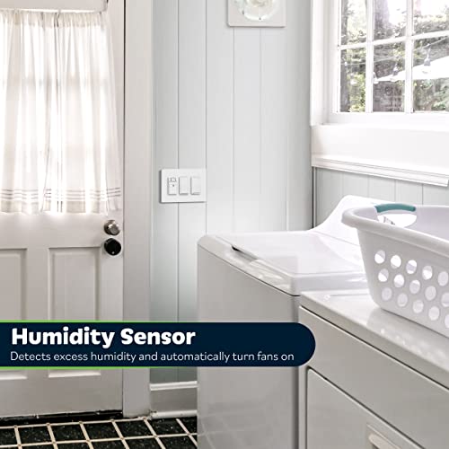 TOPGREENER Humidity Sensor and Fan Control Switch, Ventilation Fan Humidity Sensor Switch, Fan Switch, Neutral Wire Required, TDHS5-WWP, White (Wall Plate Included)