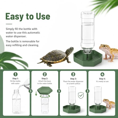 Reptile Water Dispenser, Terrarium Tank Reptiles Food Feeders Bowl, Reptile Water Feeder, Automatic Water-Dispenser, Bearded Dragon Water-Bowl, Small Water-Dish for Lizards Turtles Snake (12.5x10.8cm)