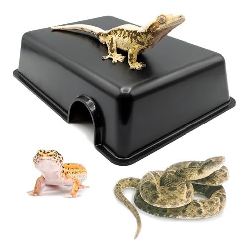 Pangea Reptile Hide Box (C- Medium), Black | Fits Most Standard Shoe Case Rack Units, Usable as Snake Tank Accessories, Good for Ball Python, Leopard Geckos, Kingsnakes - size: C- Medium