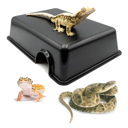 Pangea Reptile Hide Box (C- Medium), Black | Fits Most Standard Shoe Case Rack Units, Usable as Snake Tank Accessories, Good for Ball Python, Leopard Geckos, Kingsnakes - size: C- Medium