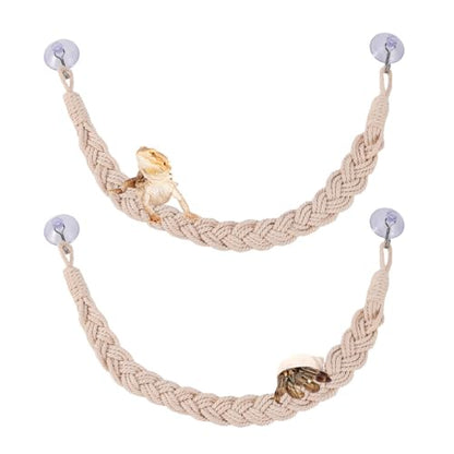 MiOYOOW Hermit Crab Rope Toys, 2PCS Hanging Hermit Crab Vines Toys with Suction Cups, Reptile Tank Terrarium Accessories for Lizards Geckos Snakes Hermit Crabs Spiders