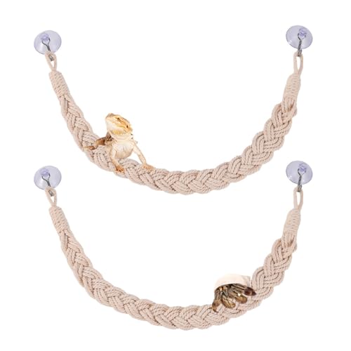 MiOYOOW Hermit Crab Rope Toys, 2PCS Hanging Hermit Crab Vines Toys with Suction Cups, Reptile Tank Terrarium Accessories for Lizards Geckos Snakes Hermit Crabs Spiders