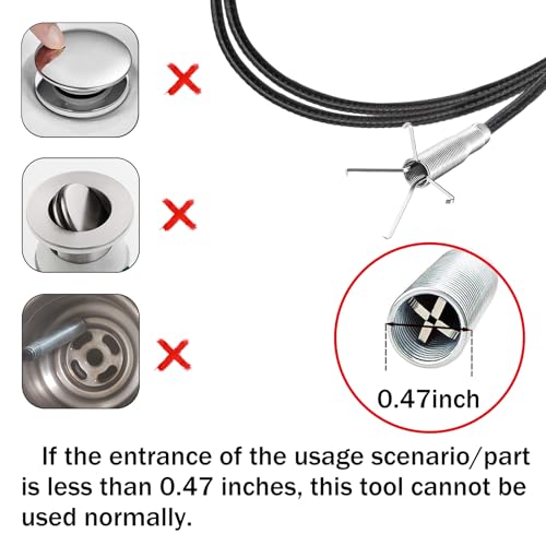 Drain Snake for Hair Clogs, 76 Inch Plumbing Auger Tool with Hook, Sink Snake Drain Clog Remover for Tub Pipes - style: 76"
