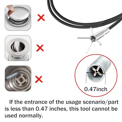 Drain Snake for Hair Clogs, 76 Inch Plumbing Auger Tool with Hook, Sink Snake Drain Clog Remover for Tub Pipes - style: 76"