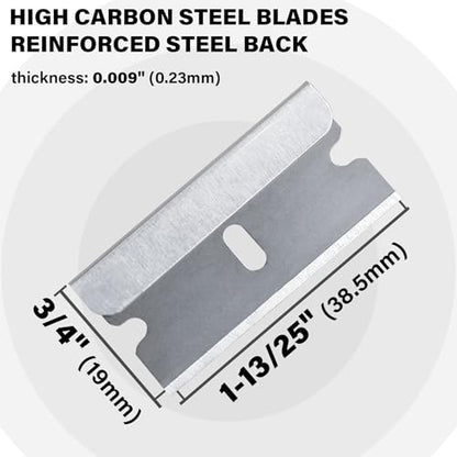 HAUTMEC 100 Pack Single Edge Razor Blades, Heavy Duty Edge Blades, Ultra Sharp, Rust-Resistant,Industrial & DIY Use, Fits most Standard Scraper & Utility Knife, for Removing Decals, Stickers 25029 - style: 100pc Razor Blades