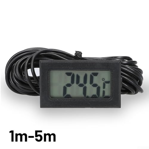 Digital for MINI Thermometer With LCD Display Waterproof Humidity Meter Sensor -50 To 110°C For Aquariums Terrariums And Liquid Measurement Includes for battery And Black Cable(2 meters) - size: 2 meters