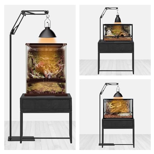 Reptile Lamp Stand, Adjustable 15.7 to 74.3 in Heat Lamp Metal Bracket Floor Light Holder for Lizards Bearded Dragons Chicks Terrarium Tank - size: XXL