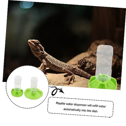 Happyyami 2sets Reptile Water Feeders Drinking Plates for Lizards and Tortoises Easy to Unique Design Prevents Spills for Terrariums and Pet Reptiles