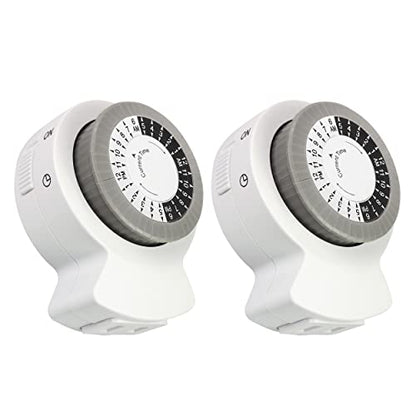 Clear Power 2-Pack Indoor Timer, 1 Polarized Outlet, 24 Hour Plug-in Mechanical Timer, Daily Cycle, Ideal for Lamps, Holiday Decor, Grow Lights, Aquarium, White, DCIT-00012P-DC - style: Mechanical Timer - Polarized Outlet