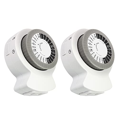 Clear Power 2-Pack Indoor Timer, 1 Polarized Outlet, 24 Hour Plug-in Mechanical Timer, Daily Cycle, Ideal for Lamps, Holiday Decor, Grow Lights, Aquarium, White, DCIT-00012P-DC - style: Mechanical Timer - Polarized Outlet
