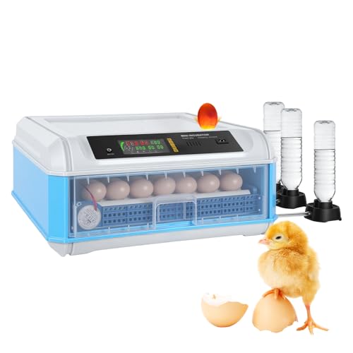 Egg Incubator, Automatic Incubator for Hatching Eggs, with Auto Egg Turner, Temp & Humidity Control, Poultry Hatching Incubators for Chicken Duck Quail Eggs,for Farm, School and Lab (Blue 64Eggs) - color: Blue 64Eggs