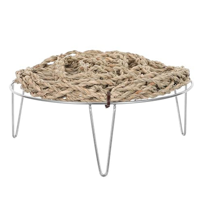 Bearded Dragon Hammock and Lounger Bed Large Straw Woven Elevated Reptile Pet Hammock with Metal Legs for Mesh Enclosures and Reptile Tanks Climbing Accessory and Basking Platform