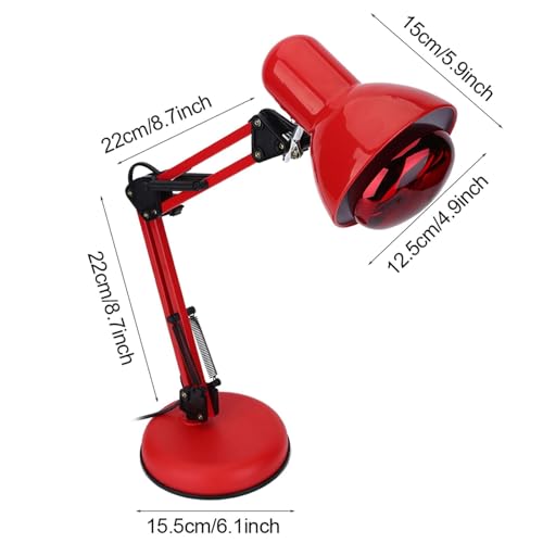 100W IR Infrared Heat Lamp Light Therapy Pain Relief Body Muscle Massage Infrared Red Heat Light Therapeutic Therapy Lamp Relieve Body Joint Pain Muscle Aches Portable Home USE