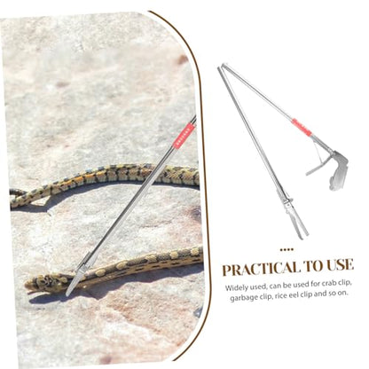 Abaodam Stainless Steel Folding Snake Catcher Clip Portable Lightweight Snake Tong Tool for Reptile Grabber Clamp for Professional Snake Handling and Capture
