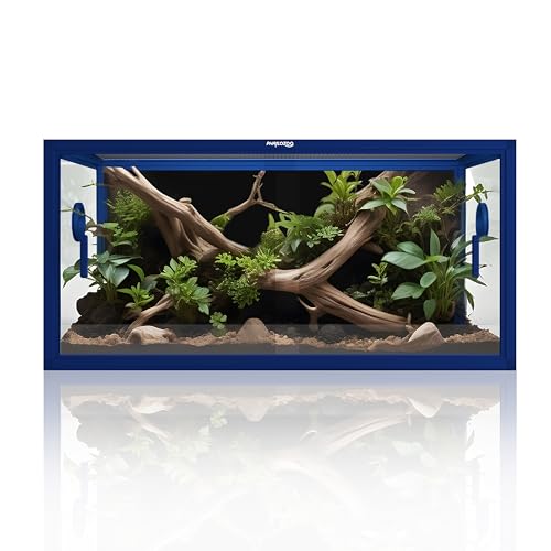 Phailozoo 50 Gallon Reptile Enclosure, Colorful Aluminum Frames Reptile Tank Assemble Within 6 Steps, Rust Proof Mesh Top for Air Circulation & Light Penetration, Dual Grommets for Multiple Wire Use - color: Dart Blue, size: 50 Gallon