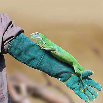 Anti Biting Gloves, Canvas Blue Pet Reptile Training Anti Bite Lengthen Safety Protection Gloves for Varanid Snake Dogs Cats(Blue)