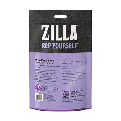 Zilla Reptile Munchies, Mealworms, All-Natural, Dehydrated Mealworms, Ideal for Bearded Dragons, Leopard Geckos, Chameleons and other lizards, Resealable Bag