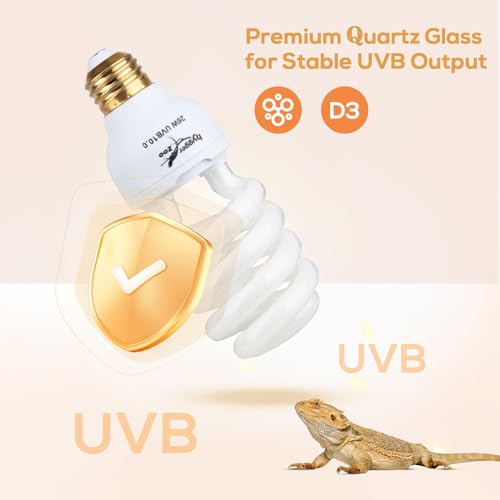 UVB Bulb for Reptiles, 10.0 26W UVB Light for Reptiles, Hygger zoo UVA UVB Reptile Light Bulb Reptile UVB Bulb UVB Light for Bearded Dragon Turtle Lizard Reptile Lamp Terrarium Lamp for Desert Reptile - size: 10.0-26W