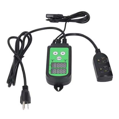 LiebeWH Digital Humidity Controller Dual Stage Pre Wired Humidistat with Double LED Display and 1500W Output for Greenhouse Plant Tent (US Plug)