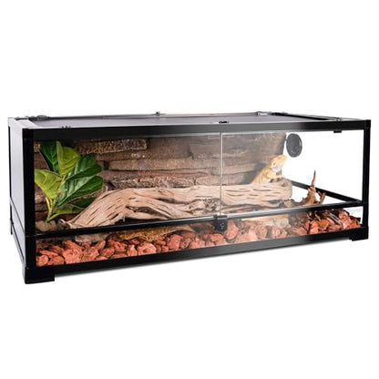 Tempered Glass Reptile Tank, 36" x 18"x 12" Front Opening Terrarium with Top Screen Ventilation & Water-Holding Bottom, 34 Gallon Reptile Enclosure for Bearded Dragon, Snake, Leopard Gecko
