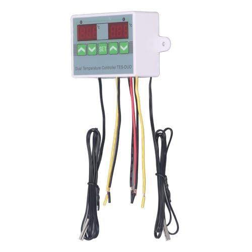 Digital Dual Temperature Controller Thermostat with Data Storage for Reptile Freezer Refrigerator Pet Incubator ABS Material (DC24V) - size: DC24V