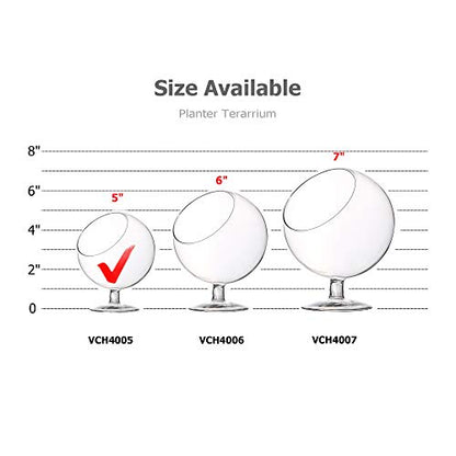 WGV Planter Terrarium with Stand, Ball Diameter 4" Height 5", Clear Glass Floral Container Vase, DIY Succulents Outdoor Garden Home Office Decor Slant Cut Orb, 1 Piece - size: 4"D