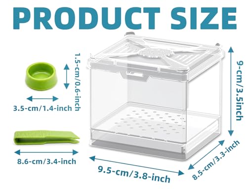 Cricket Keeper – Stackable Insect Habitat for Crickets, Dubia Roaches, Mealworms, Transparent Ventilated Cage, Easy Clean Critter Keeper for Reptiles, Lizards, Snakes, Live Feeder Insect Container
