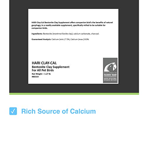 Hagen Clay-Cal Bentonite Clay Supplement for All Birds, Absorbs Toxins, Helps Gut Flora and Source of Calicum, 1.27 lb Bag