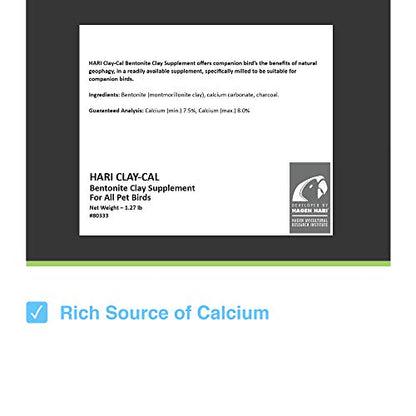 Hagen Clay-Cal Bentonite Clay Supplement for All Birds, Absorbs Toxins, Helps Gut Flora and Source of Calicum, 1.27 lb Bag